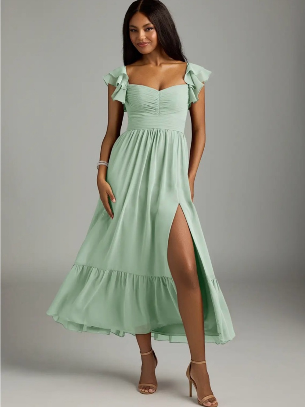 Agave Green Chiffon Formal Dress